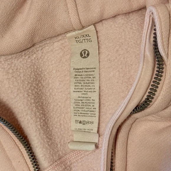 Lululemon Women’s Scuba Hoodie Quarter Zip - Strawberry Milkshake - size XL - Picture 3 of 3